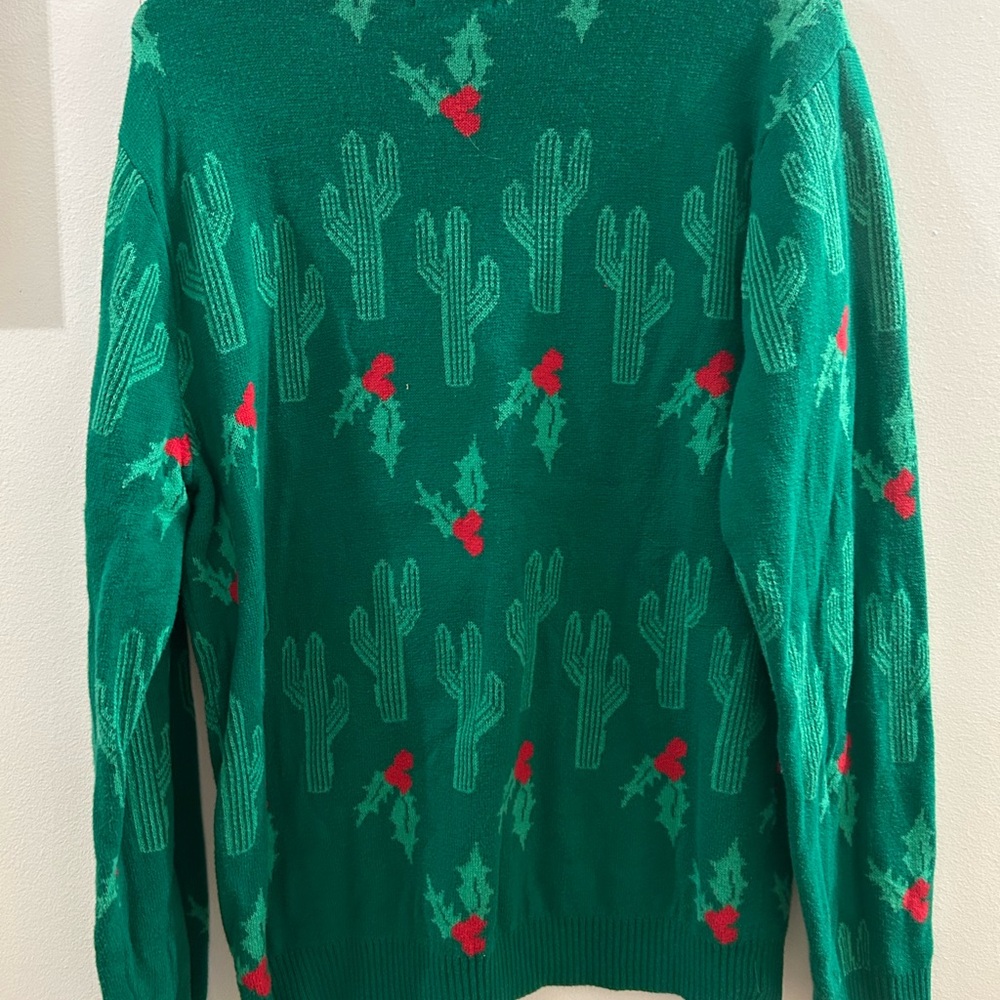 Ugly Christmas Sweater Chihuahua Sombrero Cactus Red Green Alex Stevens Size M - Picture 2 of 4